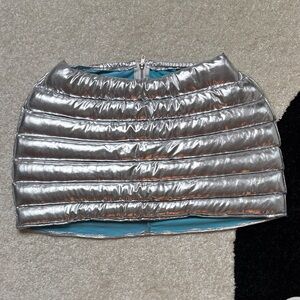 Silver Quilted Puffer Skirt